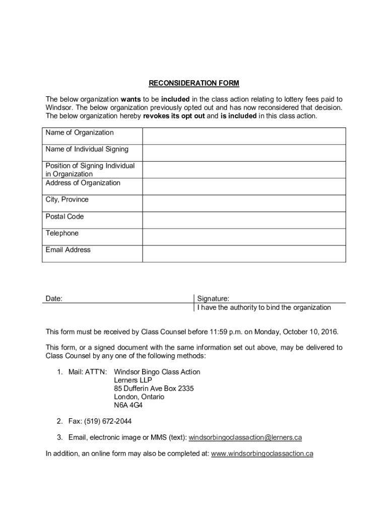 Fillable Online Reconsideration Form Windsor.DOC Fax Email Print
