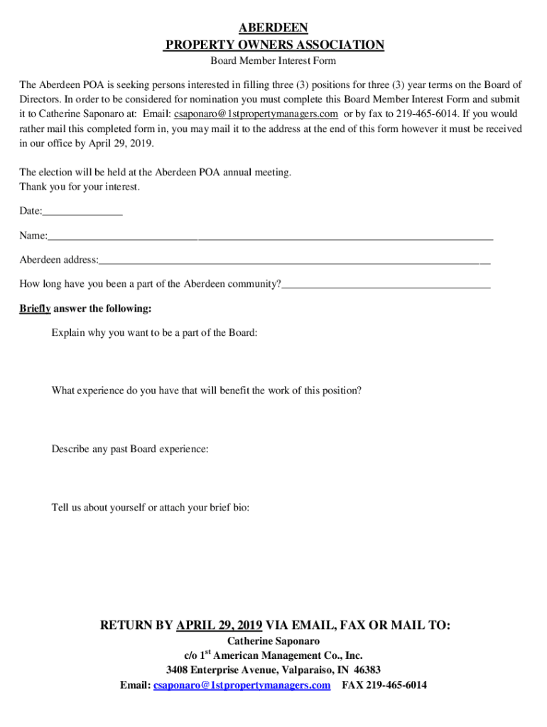 Fillable Online Aberdeen Property Owners AssociationAberdeen Property