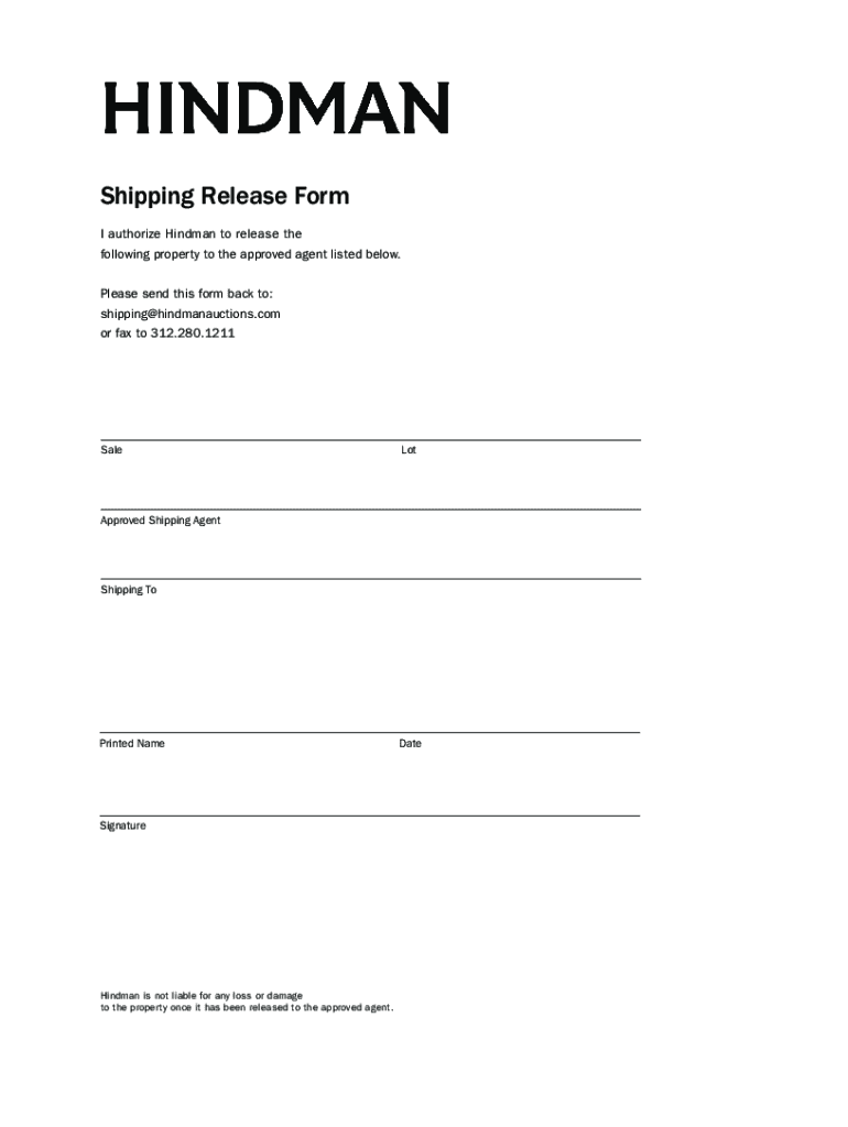 shipping release form template Preview on Page 1