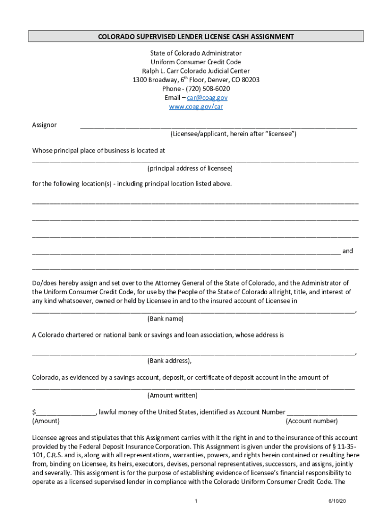 Fillable Online Colorado Uniform Consumer Credit Code Colorado AttorneyColorado Uniform