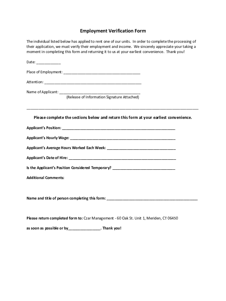 Fillable Online 29 Rental Verification Forms (for Landlord or TenantExample of a Request for