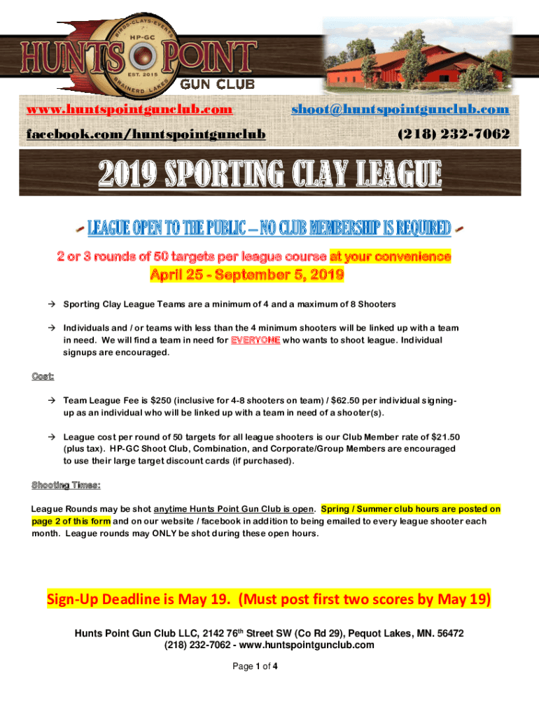 Fillable Online Hunts Point Gun Club Minnesota Upland Bird Hunts & Clay Shoots Fax Email Print