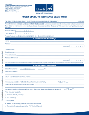 Public Liability Insurance Claim Form