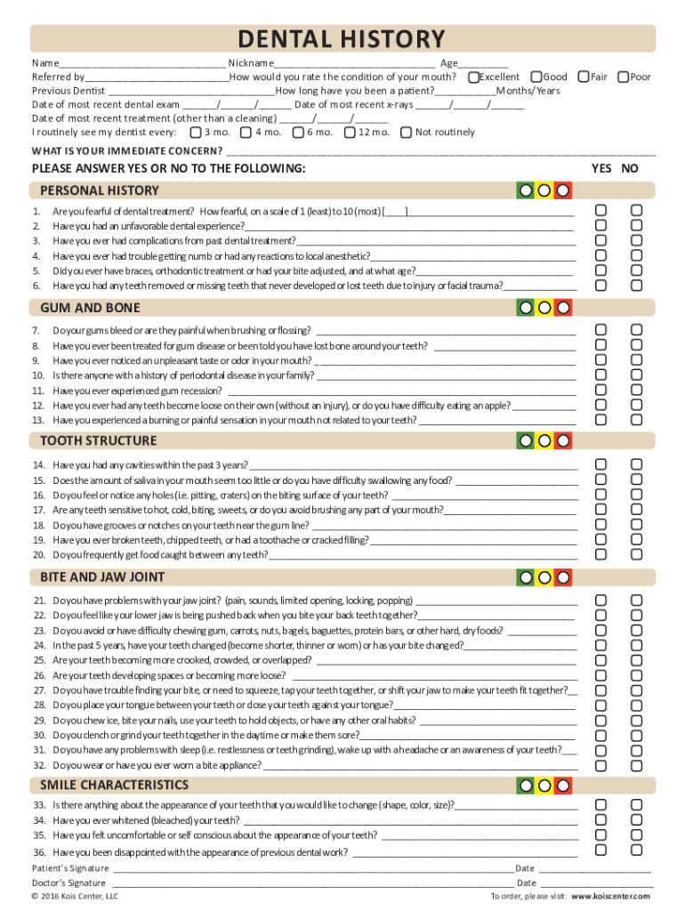 Fillable Online Dental & Medical History Form Fax Email Print - pdfFiller