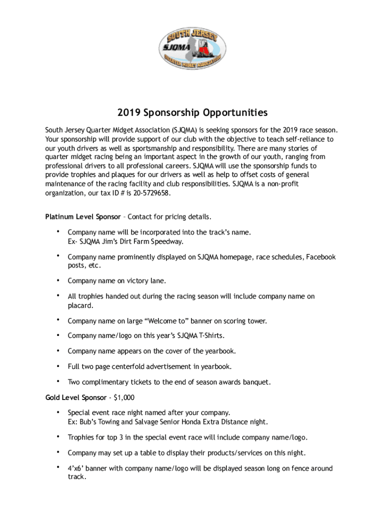 Fillable Online Auto Racing for Kids South Jersey Quarter Midget