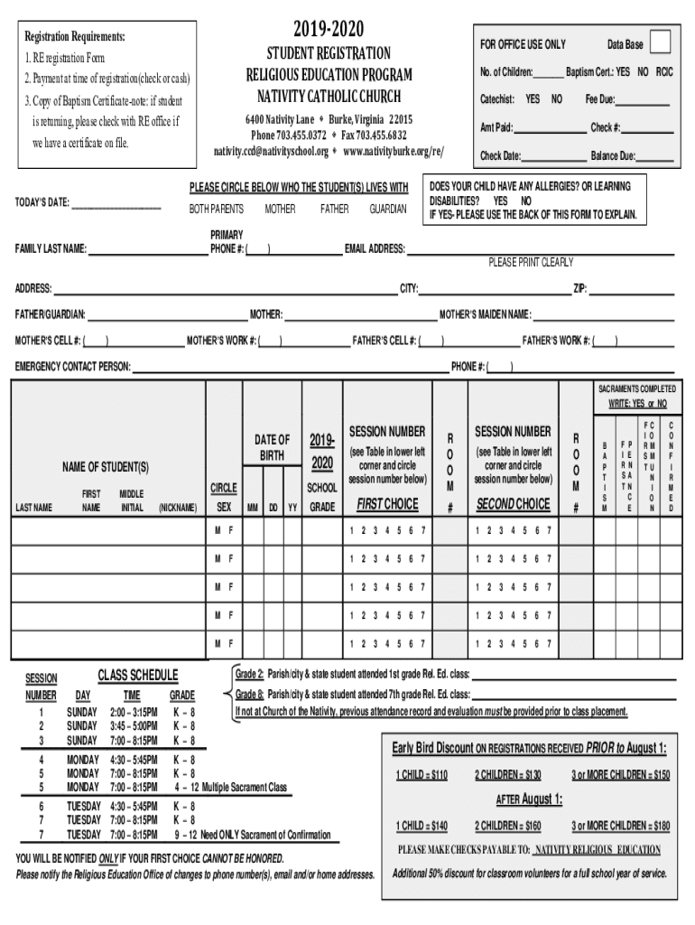Fillable Online Nativity Catholic Church, Burke Virginia Second Sunday