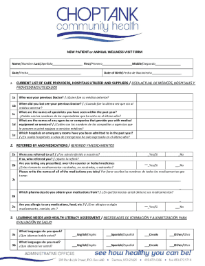 Fillable Online New Patient and Annual Wellness Form. Form Fax Email Print - pdfFiller
