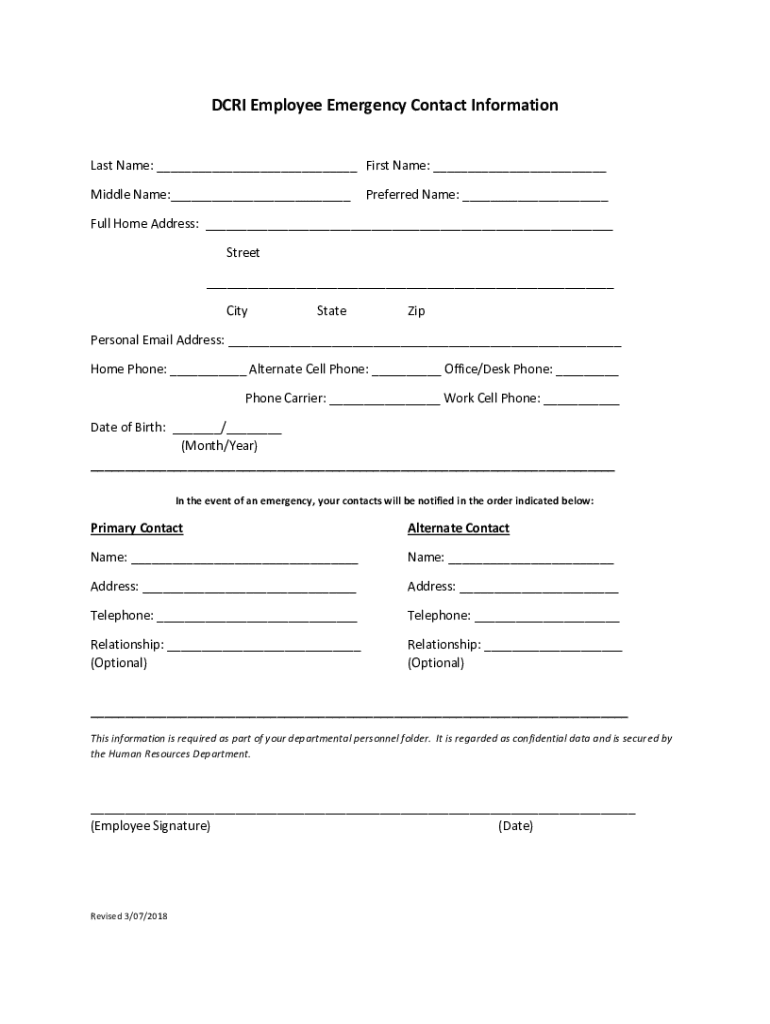 Fillable Online Employee Personal Data Form Albemarle County