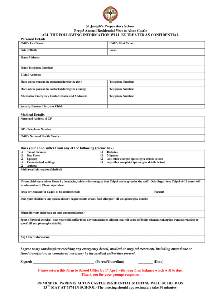 Fillable online stjosephsprepschool co st joseph s preparatory school