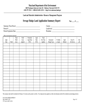 Sewage Sludge Land Application Summary Report