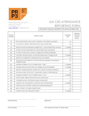 Fillable Online PRP-AIA CES Attendance Report Form Fax Email Print ...
