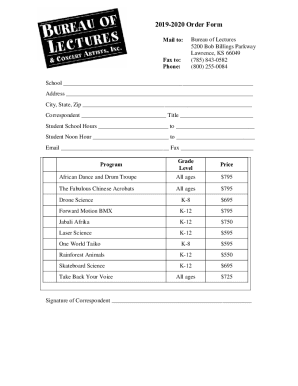 Fillable Online order form 2019 2020 doc Fax Email Print pdfFiller