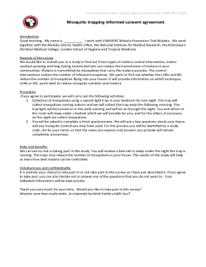 Mosquito trapping informed consent agreement