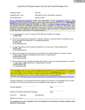 Fillable Online Export-Controls-and-Travel-Embargo-Form Fax Email Print