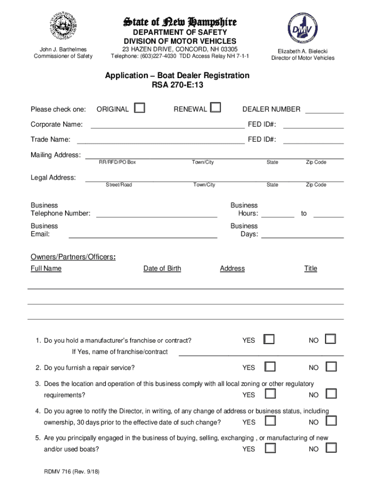 Fillable Online State of New HampshireNew Hampshire DMV Forms (Renewals