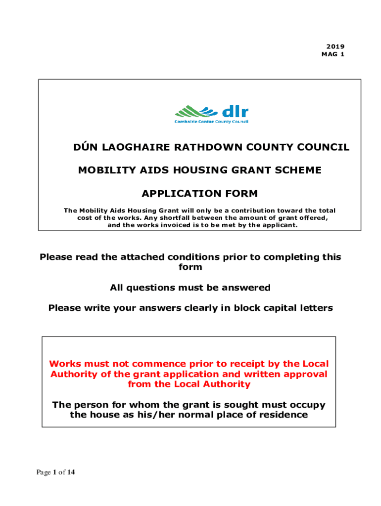 Fillable Online DN LAOGHAIRE RATHDOWN COUNTY COUNCIL MOBILITY AIDS