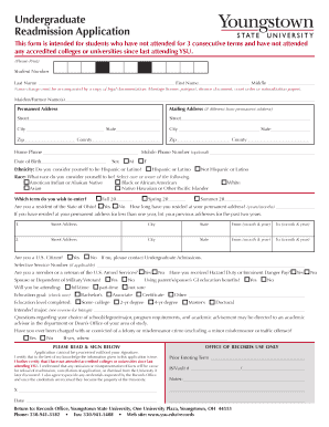 Undergraduate Readmission Application