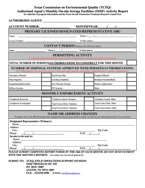 Texas OSSF Activity Report