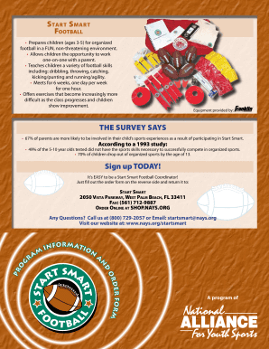 Start Smart Football Program Order Form