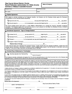Payroll Reduction Authorization for 403(b) Annuity