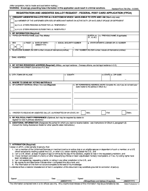 Federal Post Card Application