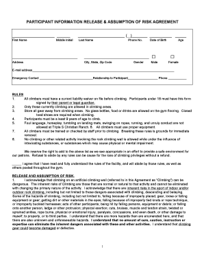 Participant Information Release & Assumption of Risk Agreement