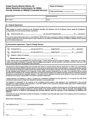 Salary Reduction Authorization for 403(b) Agreement