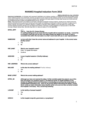 NHAMCS Hospital Induction Form