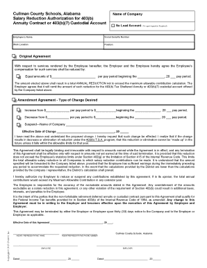 Salary Reduction Authorization for 403(b) Agreement