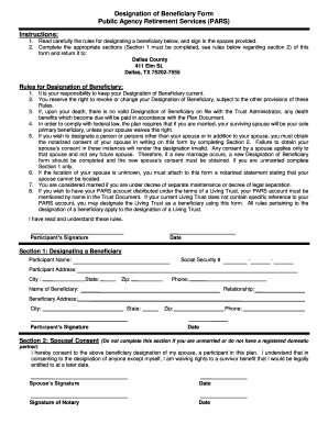 Designation of Beneficiary Form