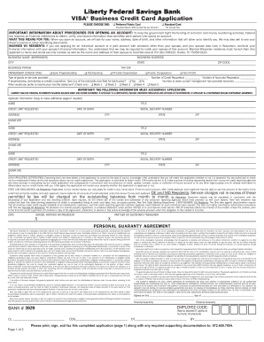 VISA Business Credit Card Application