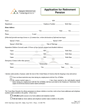 Application for Retirement Pension