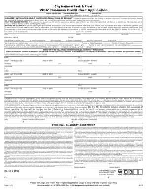 VISA Business Credit Card Application