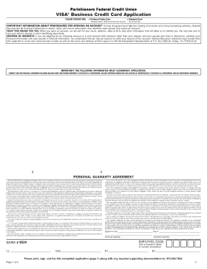 VISA Business Credit Card Application