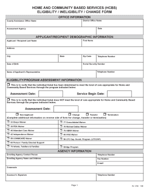 Home and Community Based Services Eligibility Form