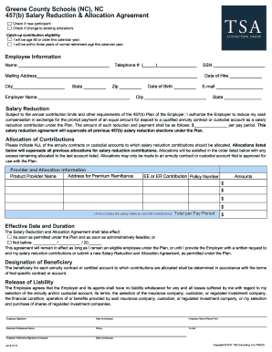 457(b) Salary Reduction & Allocation Agreement