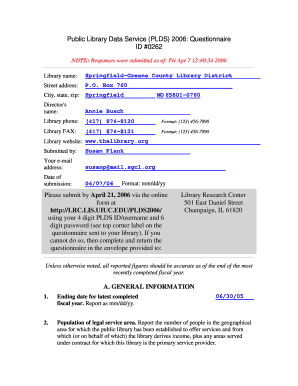 Public Library Data Service Questionnaire