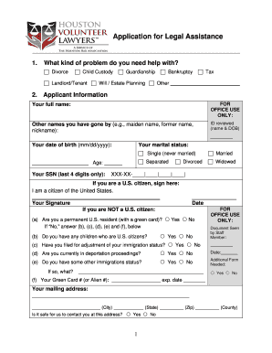 Application for Legal Assistance