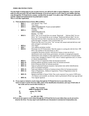 USPS Form 1583 Mail Delivery Authorization