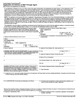 USPS Form 1583 Mail Delivery Agent Application
