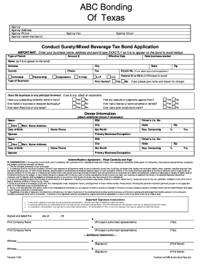 Texas Surety Bond Application