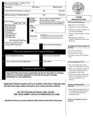 Oregon Voter Registration Form
