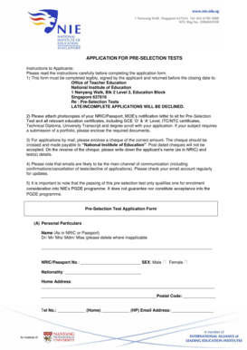 Pre-Selection Test Application Form