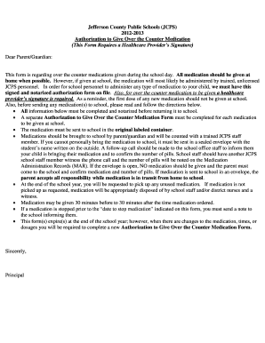 Authorization to Give Over the Counter Medication