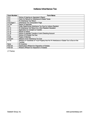 Indiana Inheritance Tax Forms