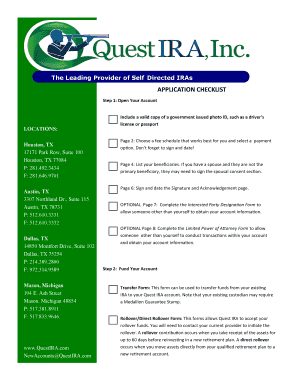 Self-Directed IRA Application Checklist