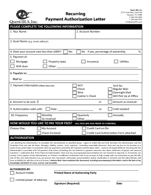 Payment Authorization Letter