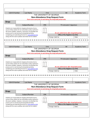 University of Georgia Non-Attendance Drop Request Form