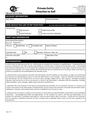 Quest IRA Direction to Sell Form