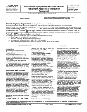 Form 5305-SEP Simplified Employee Pension Agreement